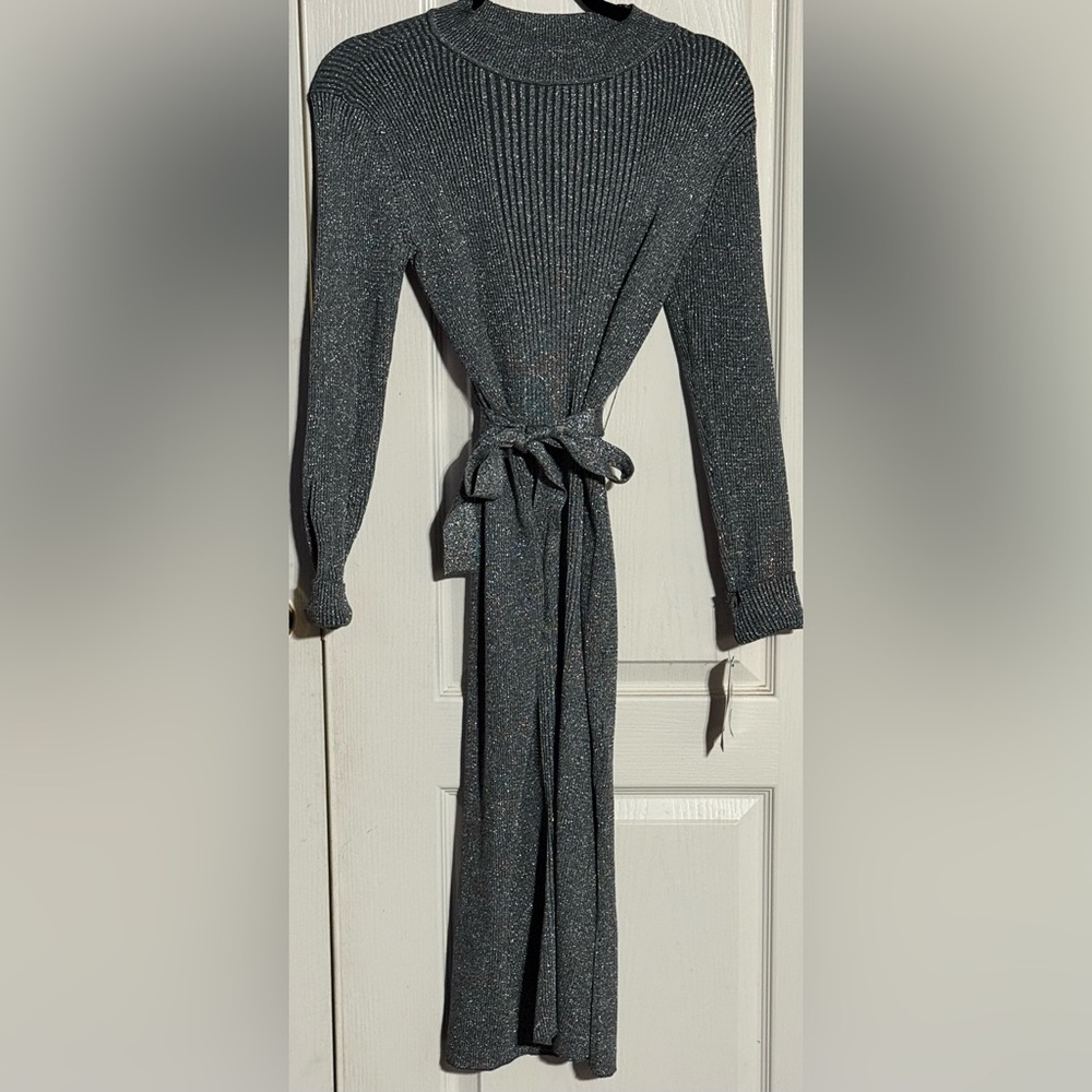 BCX Ribbed Shimmering Black Long Sleeve Dress